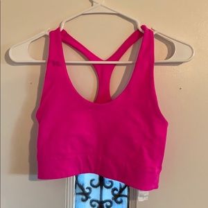 Hot pink Fabletics sports bra